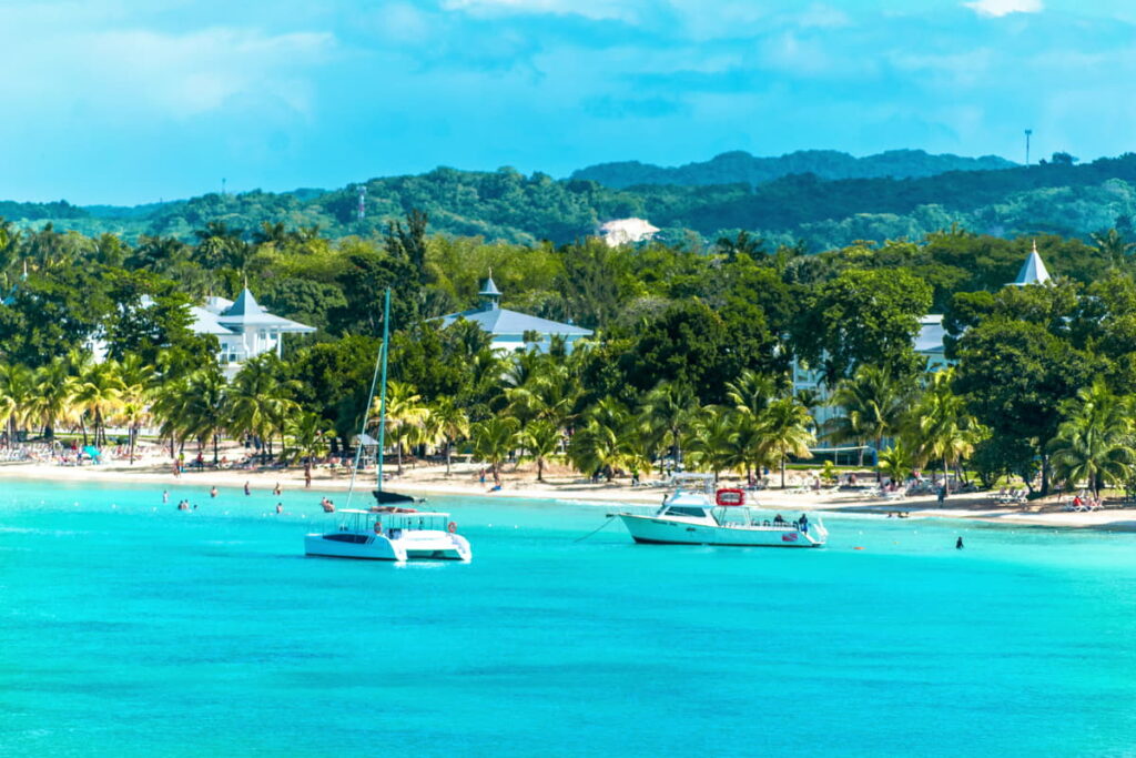 A stunning view of Negril's 7 Mile Beach from the  Caribbean sea.